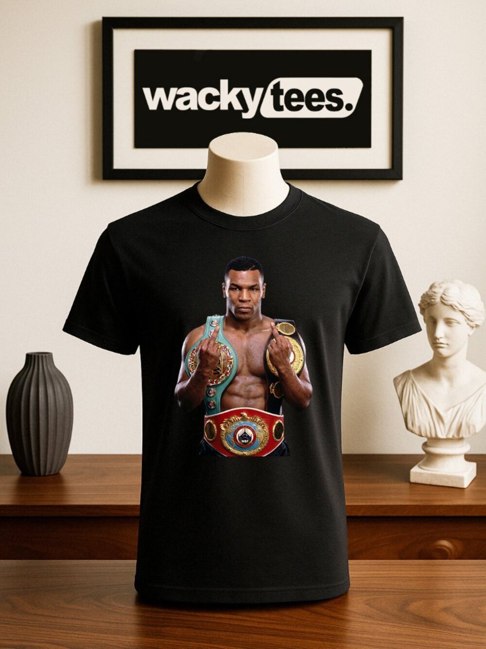 Mike Tyson Flipping The Bird Vintage Classic Boxing Champ Graphic Tee Shirt